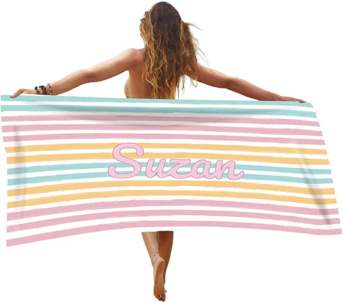 Miniatura 16 de Toalla de playa personalizada de frutas de verano, toallas de playa personalizadas para playa, baño, piscina, manta de sol para niños y adultos