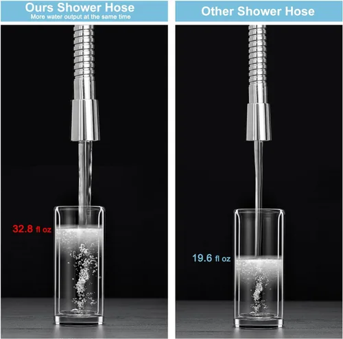 Miniatura 3 de OFFO Manguera de Ducha de Alto Flujo 0.43" Diámetro Grande, 48 pulgadas Sin Nudos de Acero Inoxidable Manguera de Cabezal de Ducha de Repuesto