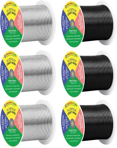 Miniatura 172 de Mandala Crafts - Alambre de aluminio anodizado de 8 calibre para hacer joyas - 9.75 m de alambre flexible negro colorido - Flexible para bonsái
