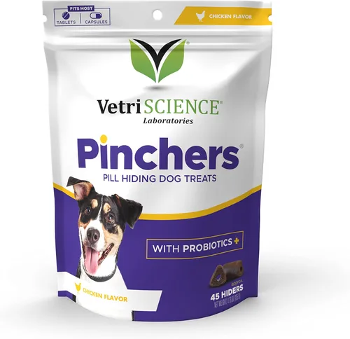 VETRISCIENCE Pinchers extra grandes, píldoras masticables no grasosas con probióticos para perros, píldoras de disfraz, cápsulas y tabletas, suaves