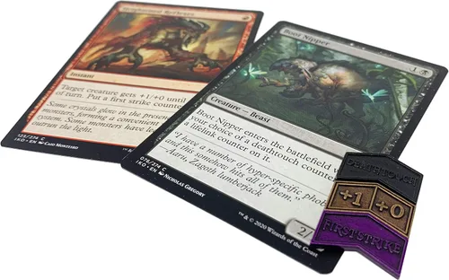 Miniatura 4 de Citadel Black MTG - Contadores de palabras clave de metal, juego de 24 fichas reversibles, incluye bolsa de cordón, acabado de metal antiguo