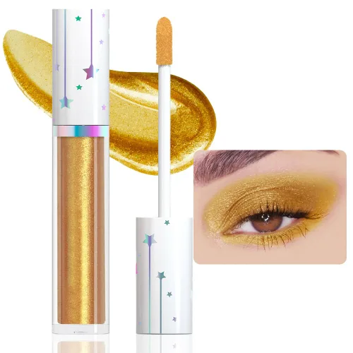 evpct Sombra de ojos y delineador líquido brillante con purpurina, sombra de ojos y delineador en barra metálico de alto pigmento, conjunto de