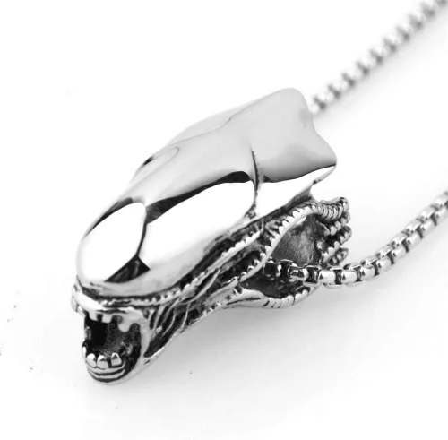 Miniatura 3 de OAKKY Collar con colgante de cabeza de extraterrestre hiperbólico de acero inoxidable para hombre