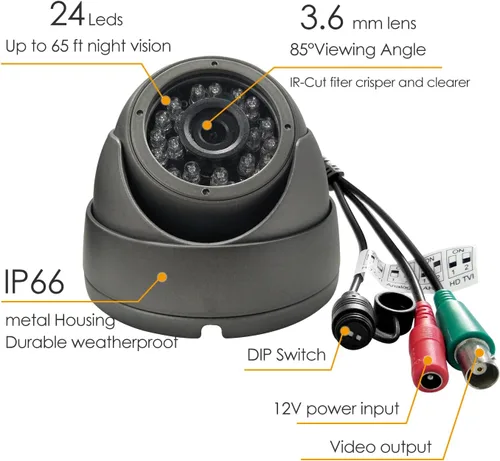 Miniatura 2 de Cámara de seguridad CCTV analógica HD 1080P 4 en 1 (TVI/AHD/CVI/960H analógica) con domo de cámara de seguridad para exteriores, carcasa metálica
