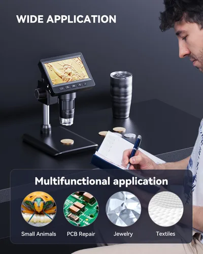 Miniatura 6 de AOPICK Microscopio digital, microscopio de monedas con brillo ajustable de luz, pantalla LCD HD de 4.3 pulgadas, zoom 1000X, vista de PC, compatible