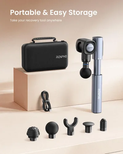 Miniatura 6 de RENPHO Pistola de masaje plegable con mango de extensión para espalda, regalo del día del padre, ángulo ajustable de 0-90°, apto para FSA