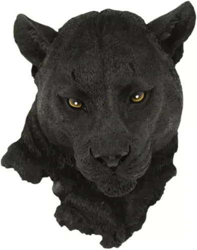 Estatuas de resina para colgar en la pared con cabeza de animal, estatuas de bar, cafetería, escultura, decoración (leopardo negro)