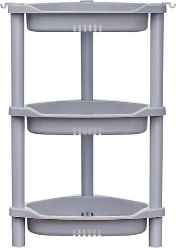 ELYKEN Organizador de Ducha de 3 Niveles Estante Esquinero, 14.4 x 11.2 x 22.4 pulgadas, resistente al óxido, soportes de estante de ducha de Gris