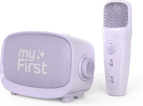 Miniatura 8 de myFirst Voice 2 - Mini máquina de karaoke para niños con micrófono inalámbrico y cambiador de voz Ai para niños, altavoz Bluetooth portátil, Rosado