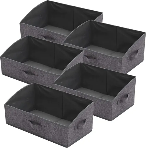 TENABORT Paquete de 5 contenedores trapezoidales grandes plegables con asa, organizador de almacenamiento de tela, contenedores de tela, caja de