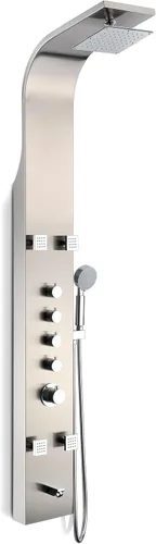 Miniatura 6 de ANZZI Sistema de Panel de Cabezal de Regadera Fontan Acero Cepillo 6 Chorros Turbo & Multifuncional Jet de Alta Presión + Lluvia + Combo