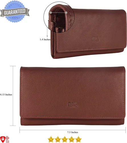 Miniatura 5 de Mou Meraki - Billetera o bolsa de mano de cuero genuino, con bloqueo de seguridad RFID, con escudo contra el robo de identidad, para mujeres