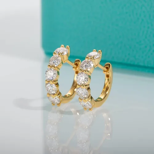 Miniatura 4 de AnuClub Aretes de aro de moissanita, 3 quilates de color D, aretes de aro de corte redondo, plata de ley 925 con certificado GRA