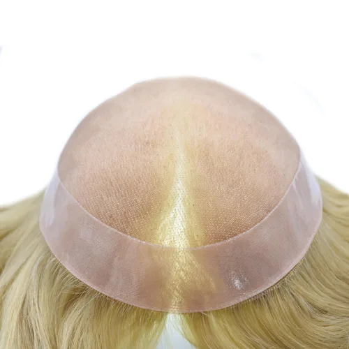 Miniatura 6 de Toupee Pieza de pelo para hombres Sistema de reemplazo de cabello Cabello humano real Mono Toupee fino para hombres Piezas de pelo Hombres Toupee