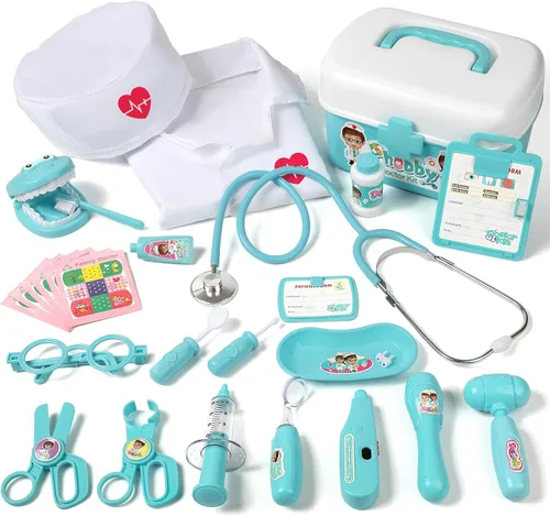 Phobby Kit Médico Duradero para Niños, Juego Médico de Juguetes de 27 Piezas de Juego de Simulación Deluxe con Estetoscopio Real, Juguetes de Médico