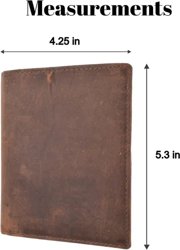 Miniatura 4 de Marshal Cartera plegable de cuero genuino con bloqueo RFID para hombres ranuras para tarjetas 2 compartimentos para billetes ventanas