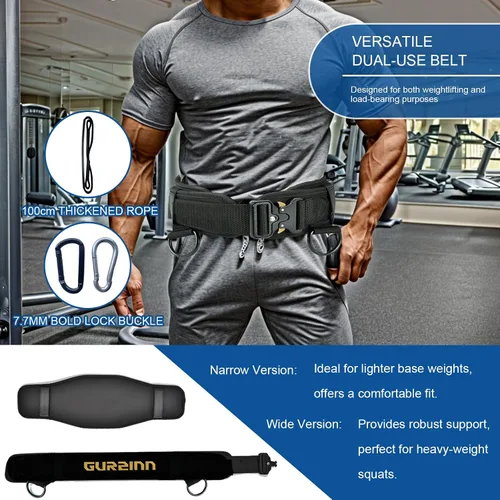 Miniatura 3 de Cinturón de levantamiento de pesas, gimnasio con bloqueo rápido, cinturón de inmersión con cuerda, cinturón de dominadas con peso para gimnasio