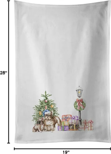 Miniatura 4 de Caroline's Treasures CK8100WTKT - Juego de 2 toallas de cocina con diseño de bulldog francés con diseño de país de las maravillas navideñas