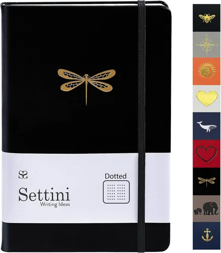 Miniatura 17 de SETTINI - Cuaderno de tapa dura, piel sintética, cierre elástico, marcador de libros, bolsillo interior Plano, con renglones, rayado. Cuaderno