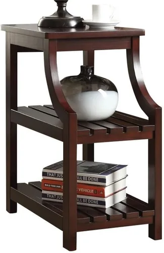 Miniatura 4 de Acme Wasaki - Mesa auxiliar de madera con 2 estantes en color espresso