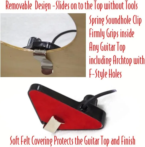 Miniatura 3 de GSP-1 Pastilla acústica para guitarra acústica con cable de 9 pies y enchufe de 1/4", Transductor Deluxe