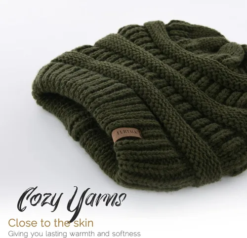 Miniatura 72 de FURTALK Gorros de invierno para mujer, con forro polar, gorro de punto holgado y cálido, gorro de esquí