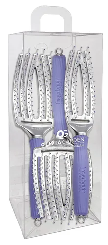 Olivia Garden Fingerbrush Curved and Vented Paddle Brush for Blow Drying - Ideal for Styling and Detangling All Hair Types - Scalp Massager Brush