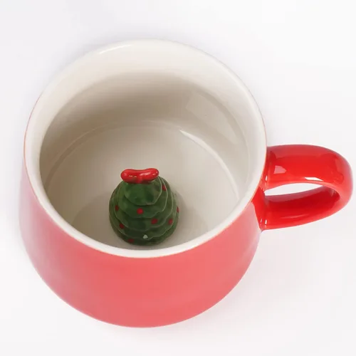 Miniatura 8 de NDLBS Taza de café 3D de Navidad con Papá Noel lindo animal dentro de la taza de cerámica de dibujos animados, regalo de cumpleaños de Navidad