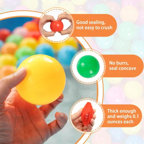 Miniatura 5 de Markdang 170 bolas de plástico a prueba de aplastamiento de 2.1 a 2.2 pulgadas para bebés y niños pequeños, 8 colores brillantes con bolsa