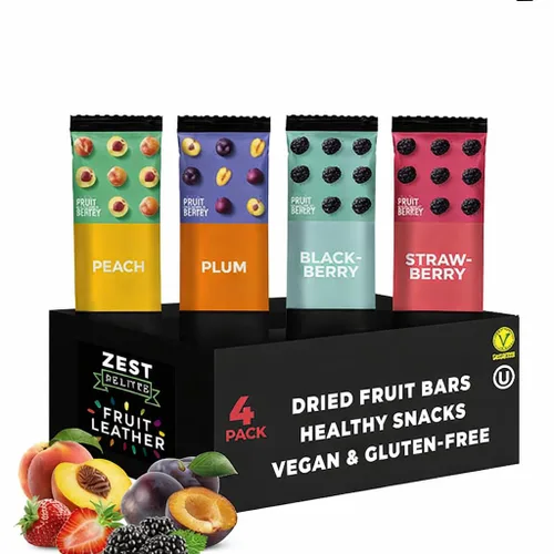 Miniatura 11 de Barras de fruta seca de Zest Delites, aperitivos de cuero de fruta, paquete de aperitivos saludables para adultos y niños, Lavashak, vegano, tiras