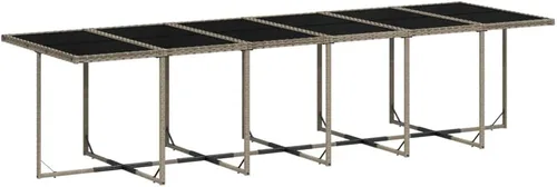 Miniatura 3 de 17-Piece Patio Dining Set Gray Poly Rattan with Cushions, Foldable Chairs, Tempered Glass Table, Space-Saving Outdoor Furniture Set for Garden Patio