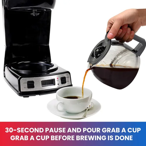 Miniatura 3 de Total Chef Cafetera de goteo – Cafetera programable de 12 tazas con olla de cristal, pausa y vertido, apagado automático, depósito de agua grande