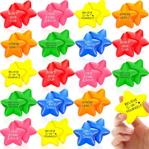 HyDren 30 bolas motivacionales para aliviar el estrés de 2.2 pulgadas con citas, bola de espuma colorida, juguetes de ejercicio de mano inspiradores