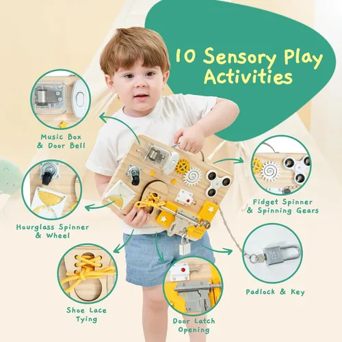 Miniatura 4 de Jumble Dream Tabla de actividades Montessori de madera para niños pequeños y juguetes educativos sensoriales para actividades para autismo y TDAH