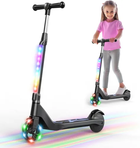 LIEAGLE Patinete Eléctrico para Niños de 6-12 Años, Plataforma con Luces LED, Patinetes para Niños con Manillar de 3 Niveles de Ajuste hasta 36