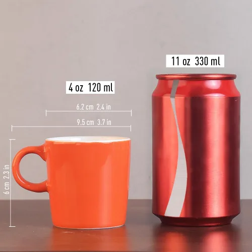 Miniatura 6 de homEdge Mini Taza de Café de Porcelana Espresso, 4 Onzas / 120 ml, Tazas de Cerámica Pequeñas Demitasse para Espresso, Té - Juego de 6, Naranja