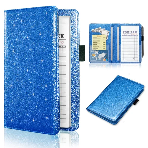 Miniatura 21 de ACdream - Libretas de servicio para camarera, libreta de anotación de comensales, lindo organizador de piel y cartera para dinero, para presentar AB