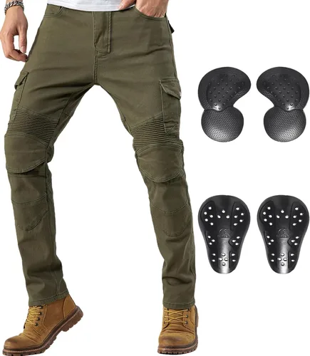 CTBQiTom Pantalones de motocicleta para hombres | Jeans elásticos de montar con armadura CE Nivel 2 | Pantalones para desplazamientos urbanos y para