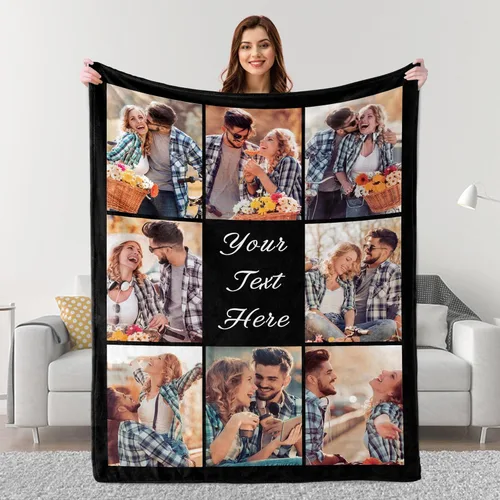 Miniatura 11 de Mantas personalizadas con fotos, regalos personalizados para parejas para esposa, marido, novia, novio, manta con imagen personalizada "I Love You
