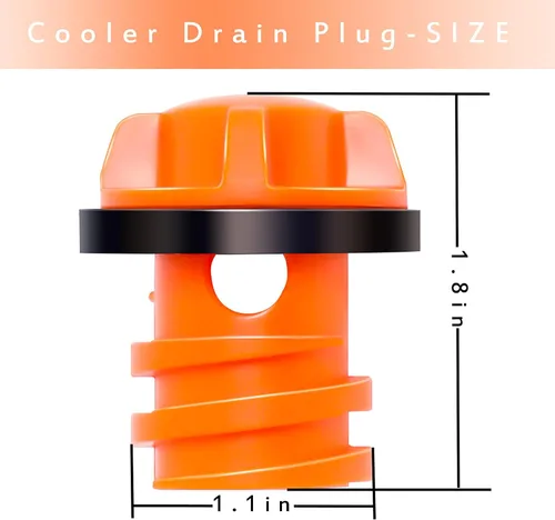 Miniatura 2 de Tapones de drenaje de repuesto compatibles con enfriador Yeti/Rtic 20 35 45 65 110, pequeños tapones de drenaje con diseño a prueba de fugas, Naranja