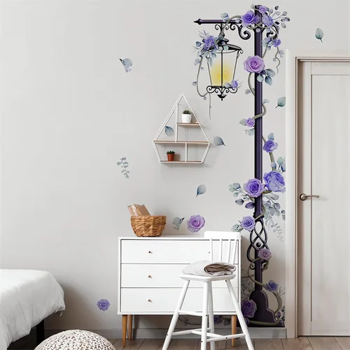 Miniatura 2 de Streetlight - Adhesivo de pared grande de 37.8 x 78.7 pulgadas, diseño floral de sacinora Streetlight, vinilo extraíble para sala de estar