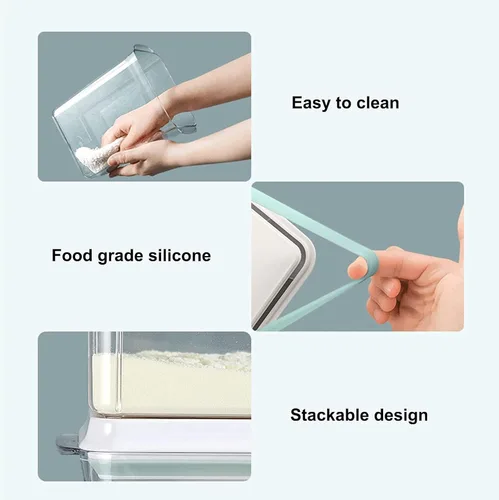 Miniatura 6 de Contenedor de fórmula para bebé dispensador de fórmula con raspador y cuchara, un botón, práctico contenedor de leche en polvo de 35.27 oz sin BPA