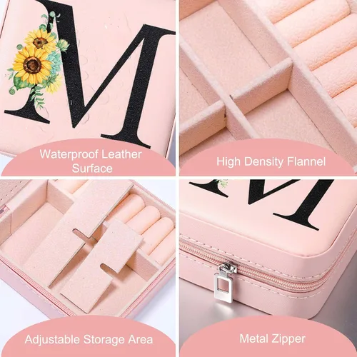 Miniatura 4 de Parima Joyero pequeño para niñas, joyero con inicial de viaje para niñas Caja organizadora de joyas pequeña Joyero de viaje organizador de joyero