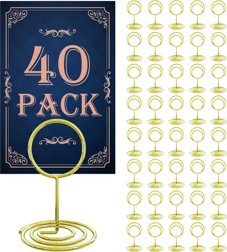40 soportes para números de mesa, soporte para tarjetas de lugar, mini etiquetas de alimentos, soporte para menú de fotos, idea para centros de
