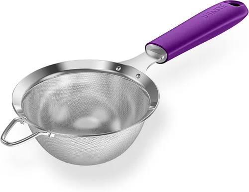 Miniatura 11 de Colador de malla de acero inoxidable 18/8: U-Taste Colador de alimentos de malla fina de cocina de 3.9 pulgadas con mango de silicona resistente (4)