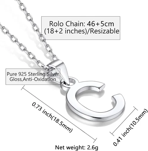 Miniatura 6 de SILVERCUTE Initial NecklaceEarrings for Women Girls, Hypoallergneic 925 Sterling Silver Fine Jewelry, Cute Dainty Name Chain Choker, Letter Pendant