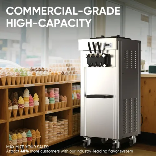 Miniatura 4 de Máquina comercial para hacer helados con certificación UL, rendimiento de 35 cuartos de galón (8.75 galones)/H, 200-250 porciones