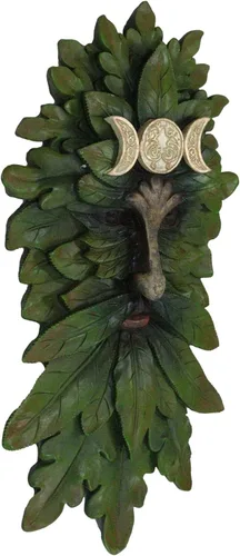 Miniatura 4 de Ebros Gift Wicca Nature Spirit God Horned Celta Greenman Tree Ent Triple Luna Colgante Decoración de Pared Placa de 16.5 pulgadas de alto Árbol