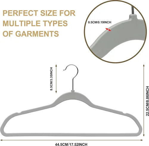 Miniatura 4 de Quality Hangers Paquete de 20 perchas de plástico para ropa, perchas delgadas sin terciopelo con gancho cromado giratorio de 360° y muescas