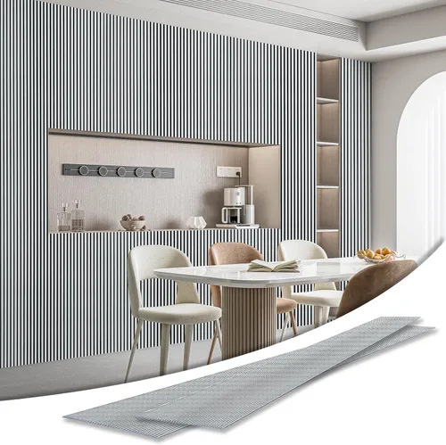Miniatura 12 de Art3d Paquete de 4 paneles de revestimiento adhesivos de seis rejillas para decoración de paredes interiores - Paneles de pared de listones delgados